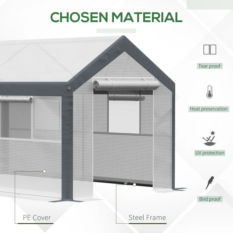 Outsunny 12' x 7' x 7' Greenhouse, Walk-in Outdoor Tunnel Green House with PE Cover, Steel Frame