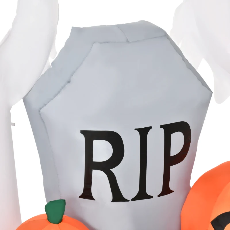 HOMCOM 6' Long Inflatable Halloween Ghost & Pumpkin Tombstone, Inflatable LED Light Yard Display Indoor Outdoor for Garden, Lawn, Party, Holiday