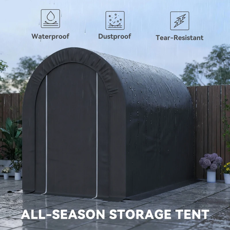 Outsunny 5' x 8' Outdoor Storage Shed, Heavy Duty Galvanized Steel Portable Shed for Bike, Motorcycle, Garden Tools, Black
