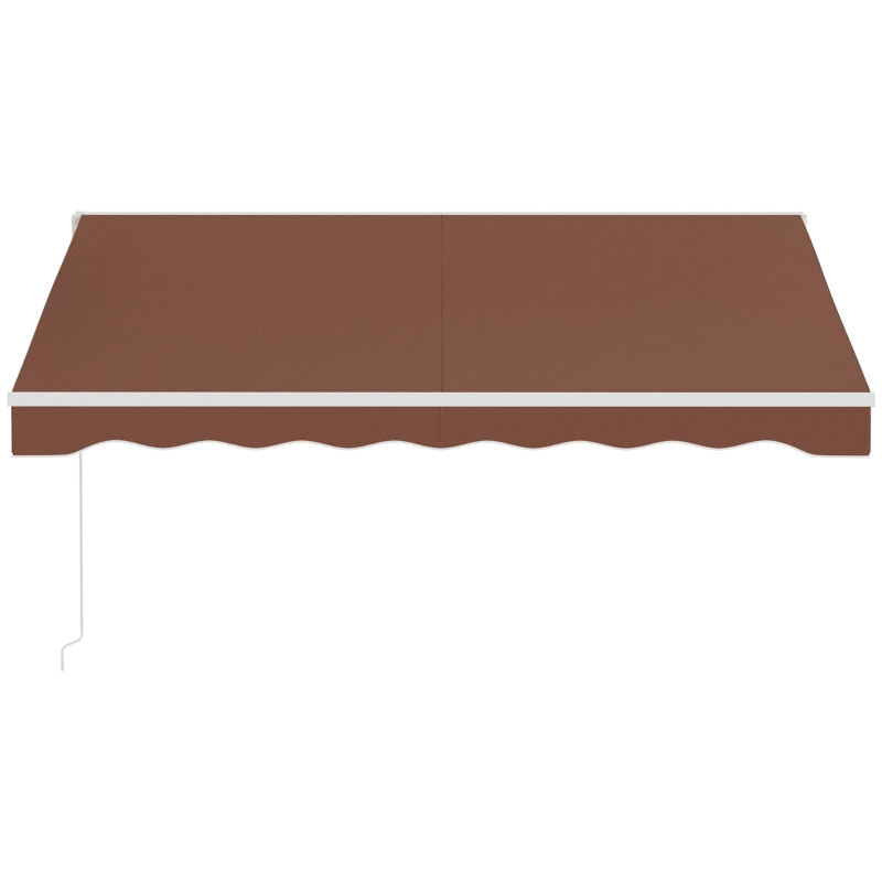 Outsunny 10' x 8' Electric Awning, Retractable Awning Sun Shade Shelter with Remote Controller, Manual Crank Handle and Aluminum Frame, for Deck, Balcony, Yard, Coffee