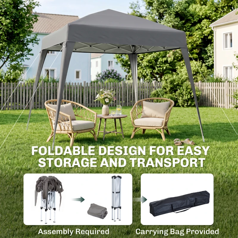 Outsunny 8' x 8' Pop Up Canopy, Outdoor Folding Tent, Portable Party Tent with Carrying Bag for Camping, Party, Picnic, Grey