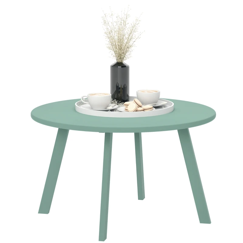 Outsunny Round Outdoor Side Table, Patio Coffee Table with Metal Frame and Non-Slip Foot Pads, Green