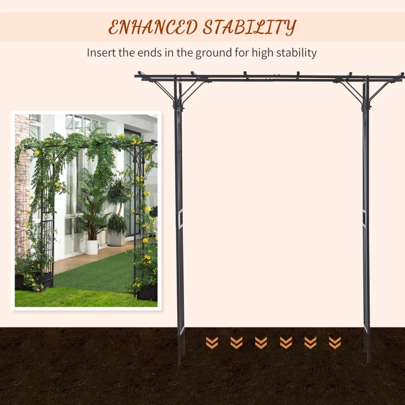 Outsunny 82'' Decorative Metal Garden Trellis Arch with Durable Steel Tubing & Elegant Scrollwork, Perfect for Weddings