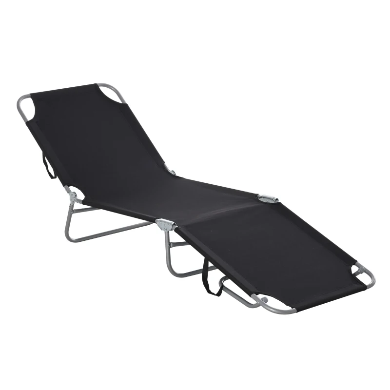Outsunny Outdoor Folding Chaise Lounge, Reclining Lounge Chair with Adjustable Backrest and Breathable Mesh Fabric, Black