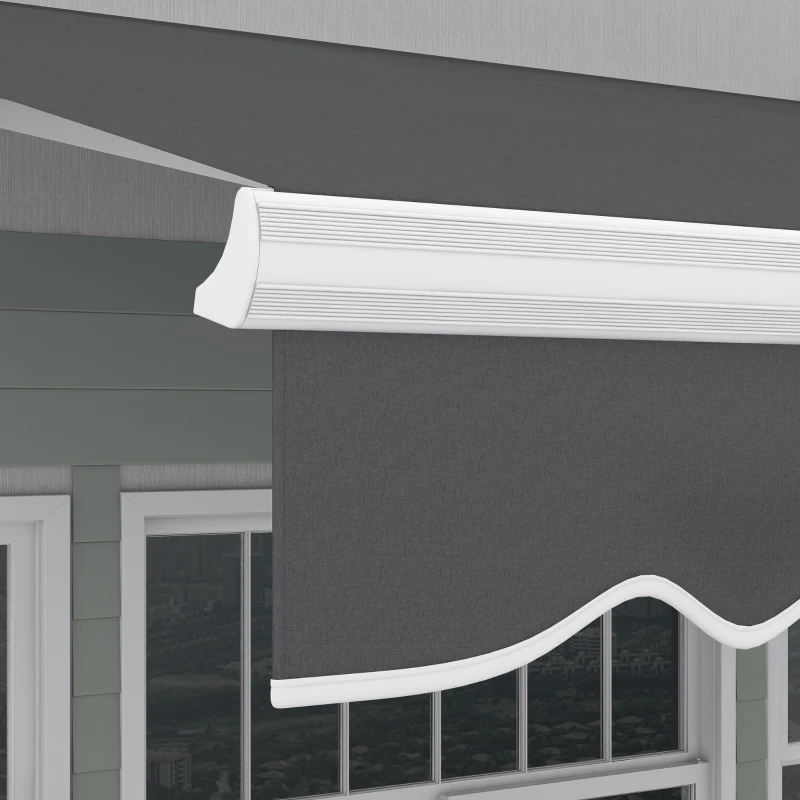 Outsunny 13' x 8' Patio Awning, Manual Retractable Sun Shade with UV Protection and Easy Crank Opening, Dark Gray