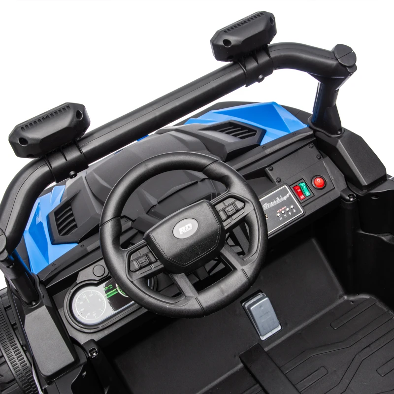 Qaba 24V 2 Seater Ride On Truck Car for Kids with Remote Control, Dual Motors, 4-Wheel Suspension, Storage for Ages 3-8, Blue