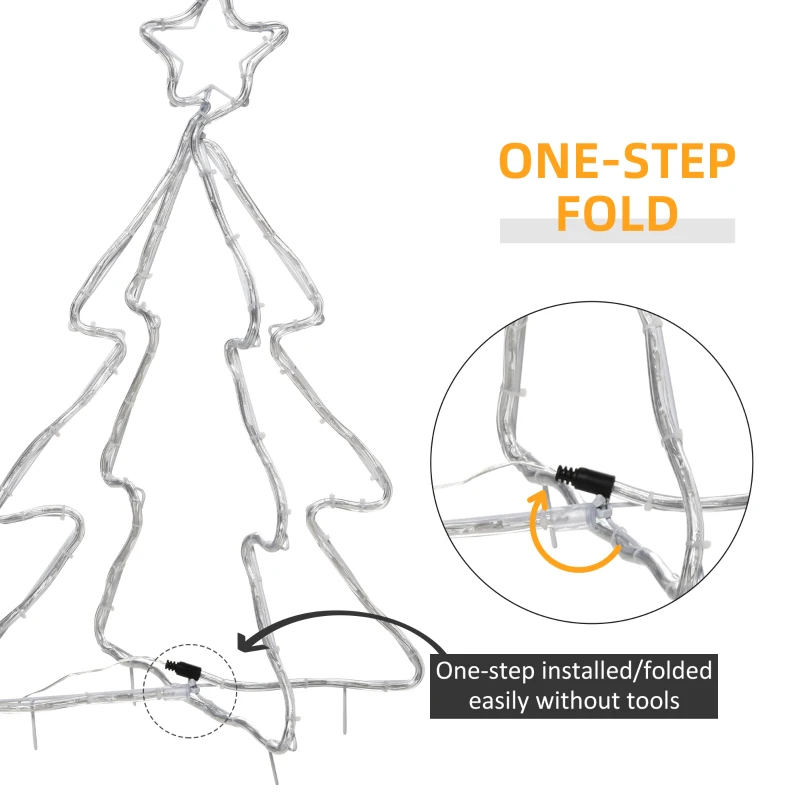 Outsunny 30" Outdoor LED Christmas Tree Rope Lights, LED Outdoor Christmas Decoration with Ground Stakes, Warm White
