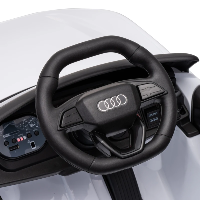 Qaba Audi A5L Licensed Electric Ride on Car for Kids with Remote Control Dual Motors 4-Wheel Suspension Music for 3-6, White