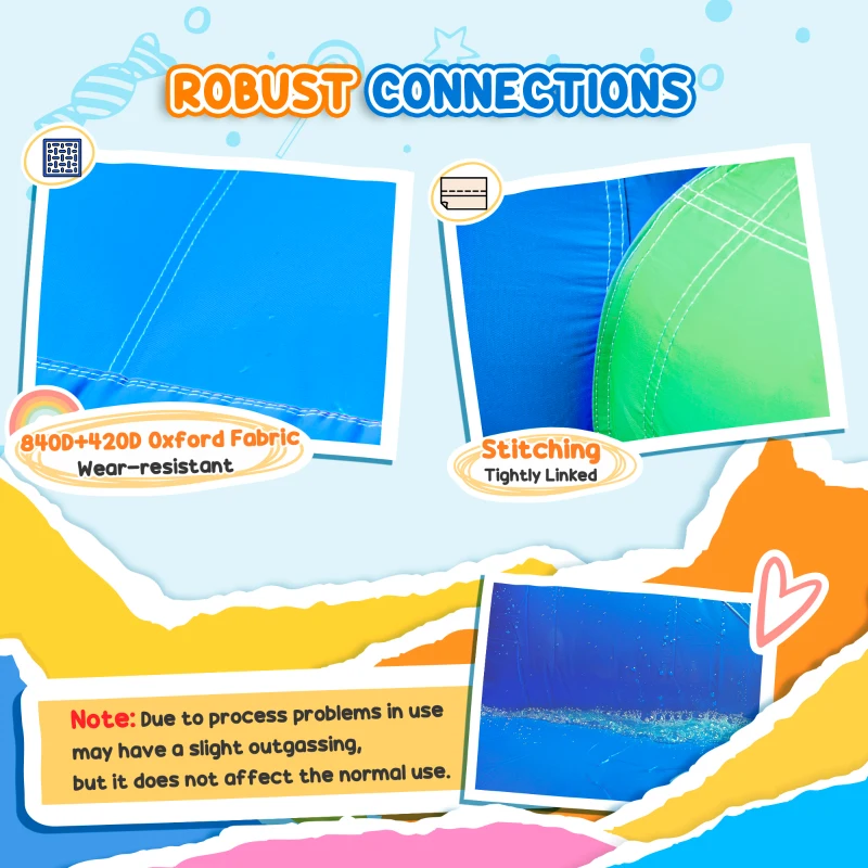 Outsunny Kids Inflatable 6 in 1 Bouncy Castle House Trampoline Slide Water Pool Gun Climbing Wall Basket with Inflator for Kids Age 3-12 Summer 11.5' x 8.8' x 7' Multi-color