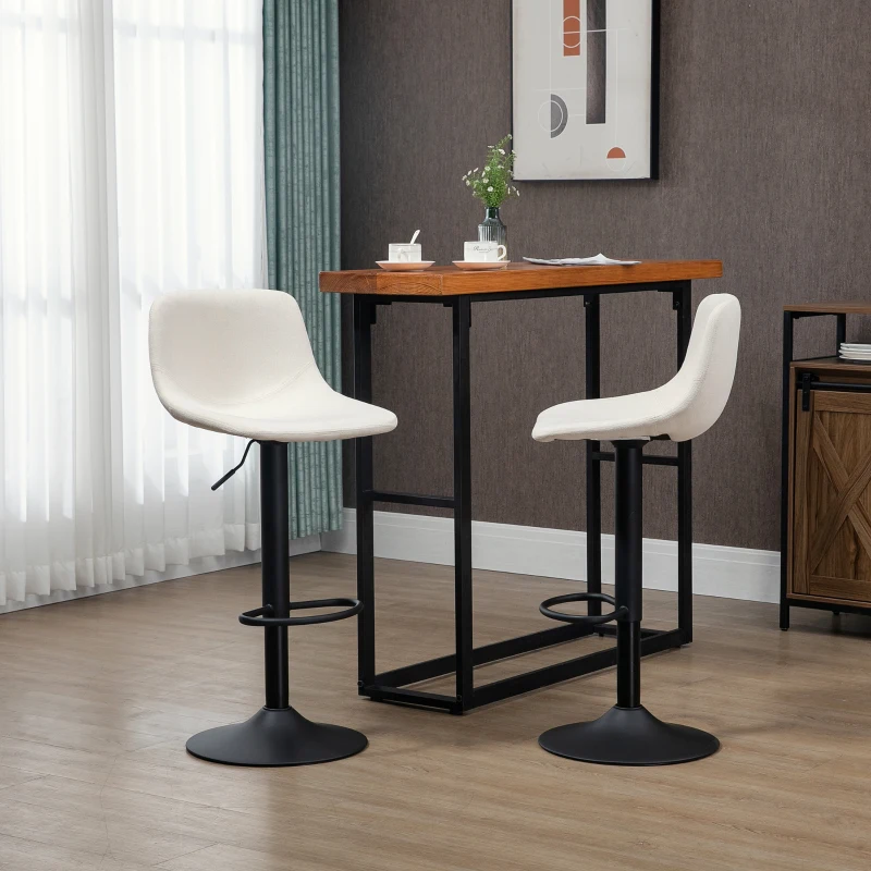 HOMCOM Adjustable Bar Stools, Swivel Bar Height Chairs Barstools Padded with Back for Kitchen, Counter, and Home Bar, Set of 4, Cream White