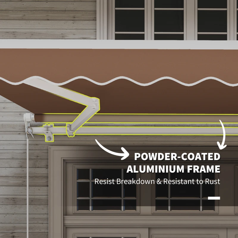 Outsunny 12' x 10' Manual Retractable Awning Outdoor Sunshade Shelter with Crank Handle for Patio, Balcony, Yard, Khaki