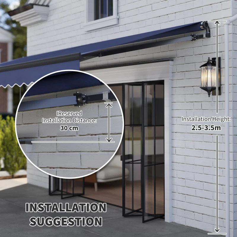 Outsunny 15' x 10' Electric Retractable Awning with Remote Controller, All Aluminum Frame Patio Awning, UV30+ Protection, Blue