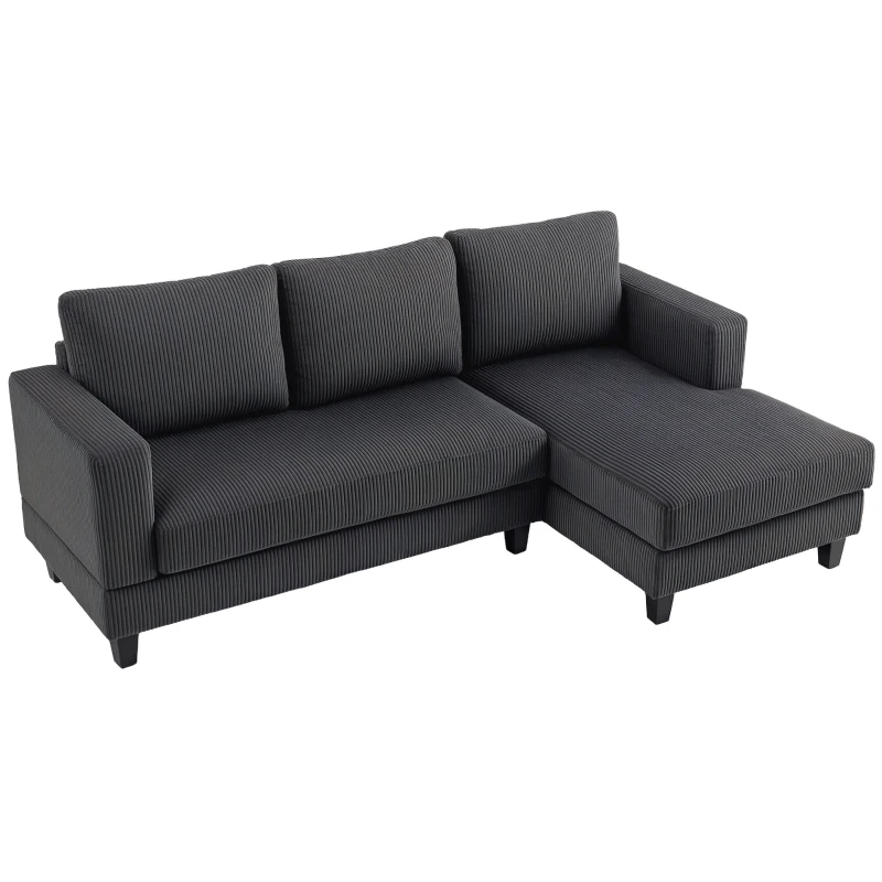 HOMCOM L Shaped Couch, L Shape Sofa with Chaise Lounge and Spring Cushion for Living Room, Bedroom, Grey