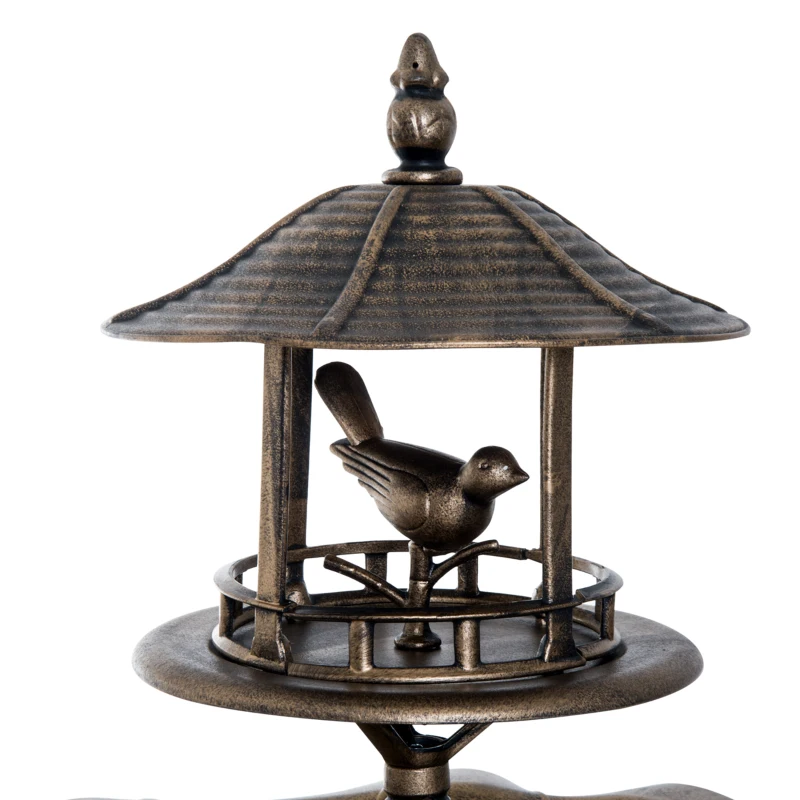 Outsunny 3 in 1 Garden Bird Bath Bowl Pedestal with Bird Feeder, Large Water Basin, Underneath Flower Planter, Bronze