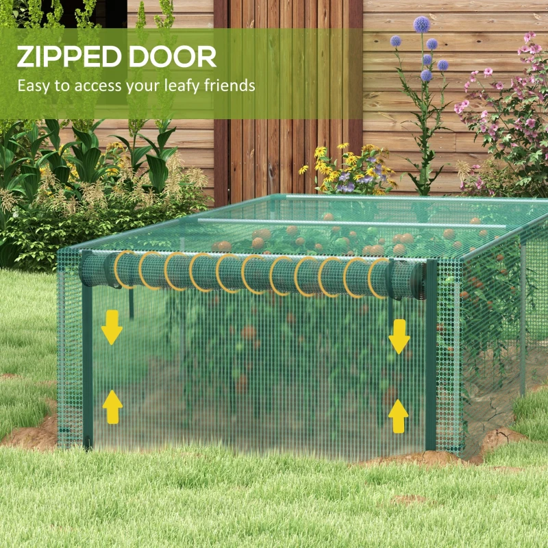 Outsunny 8' x 4' Plant Protection Cage with Zipper Roll-Up Door, Plant Protector from Animals with Galvanised Steel Frame