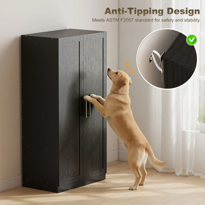 HOMCOM Wardrobe Cabinet with 2 Doors and Hanging Rod, Modern Armoire Wardrobe Closet for Bedroom, Black Wood Effect
