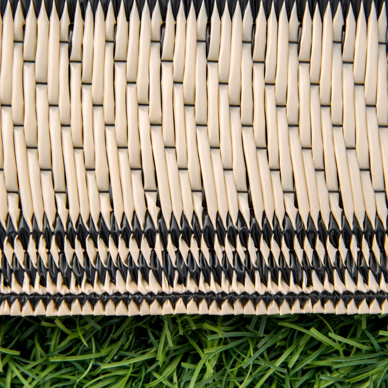Outsunny Reversible Outdoor Rug, 9' x 18' Waterproof Plastic Straw Floor Mat, Portable RV Camping Carpet, Black & Beige