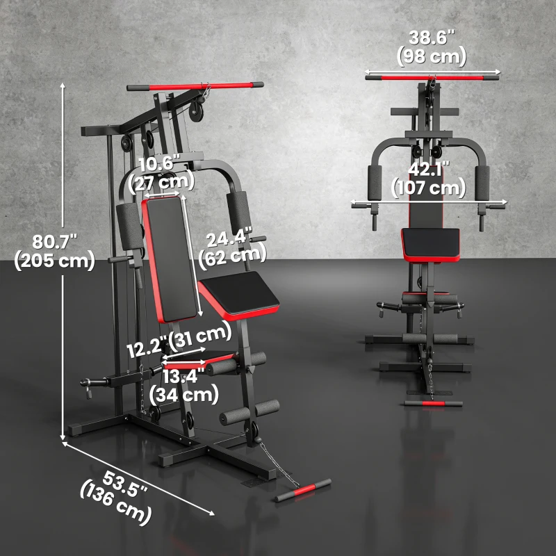 Soozier Home Gym Equipment, Multifunctional Weight Machine with Pulley System for Full Body Strength Training, Black