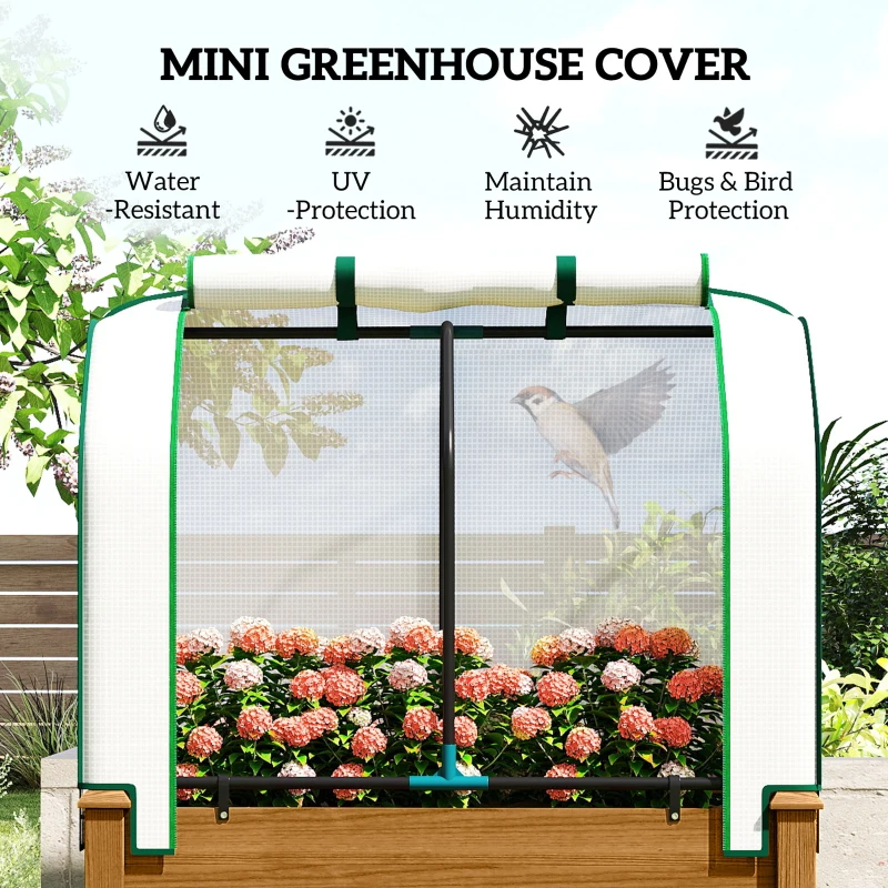 Outsunny Raised Garden Bed with PE Greenhouse Cover Outdoor Planter Box for Herbs and Vegetables, 35 x 22 x 47 inch, Brown
