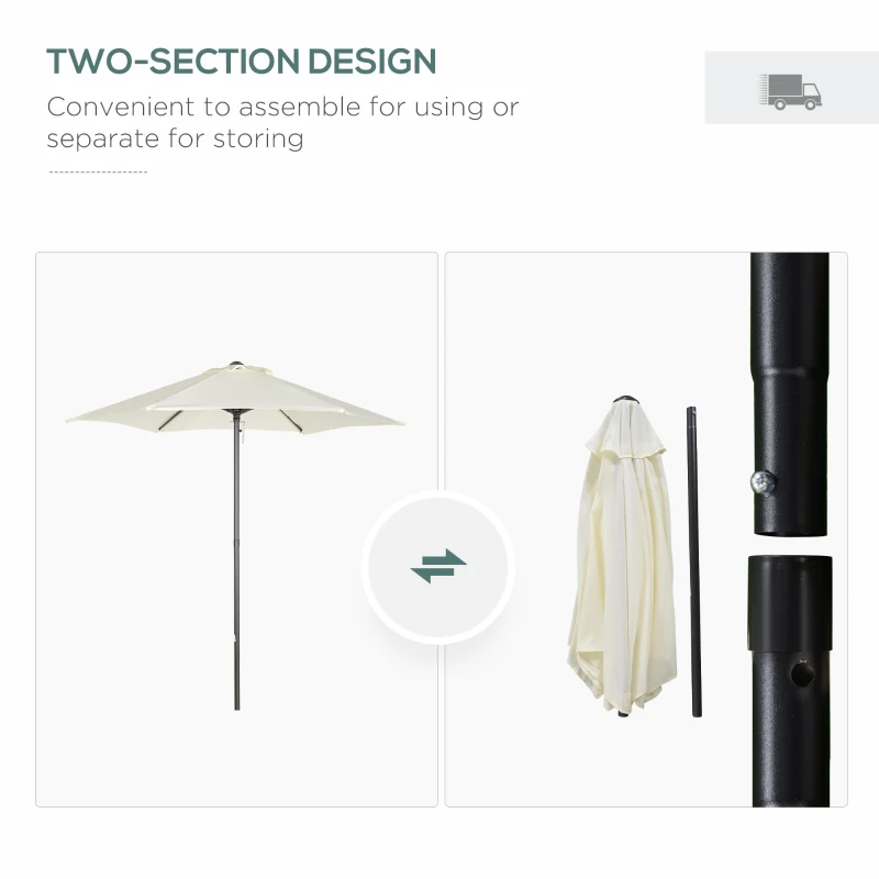 Outsunny 6.6FT Patio Umbrella, Outdoor Parasol with 6 Solid Ribs, Cream White