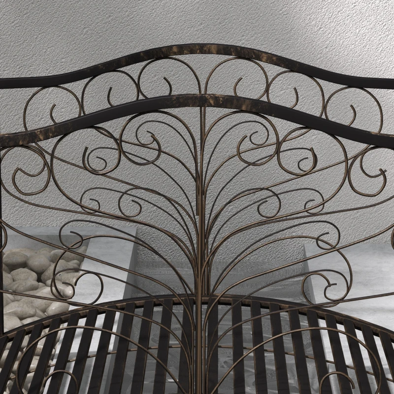 Outsunny 4FT Metal Garden Bridge Decorative Arc Bridge with Guardrails Black Bronze