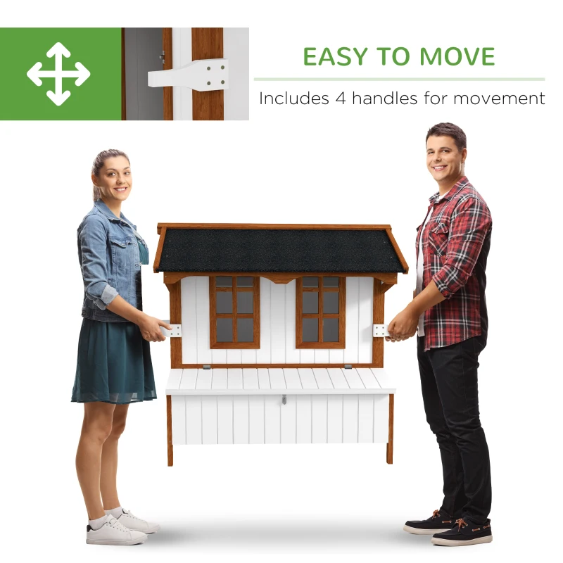 PawHut 47" Chicken Coop Wooden Chicken House Rabbit Hutch Raised Poultry Cage Portable Hen Pen Backyard