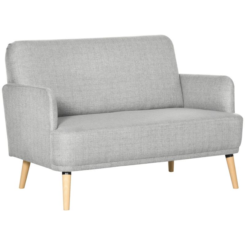 HOMCOM 48" Loveseat Sofa for Bedroom, Modern Love Seats Furniture, Upholstered Small Couch for Small Spaces, Gray