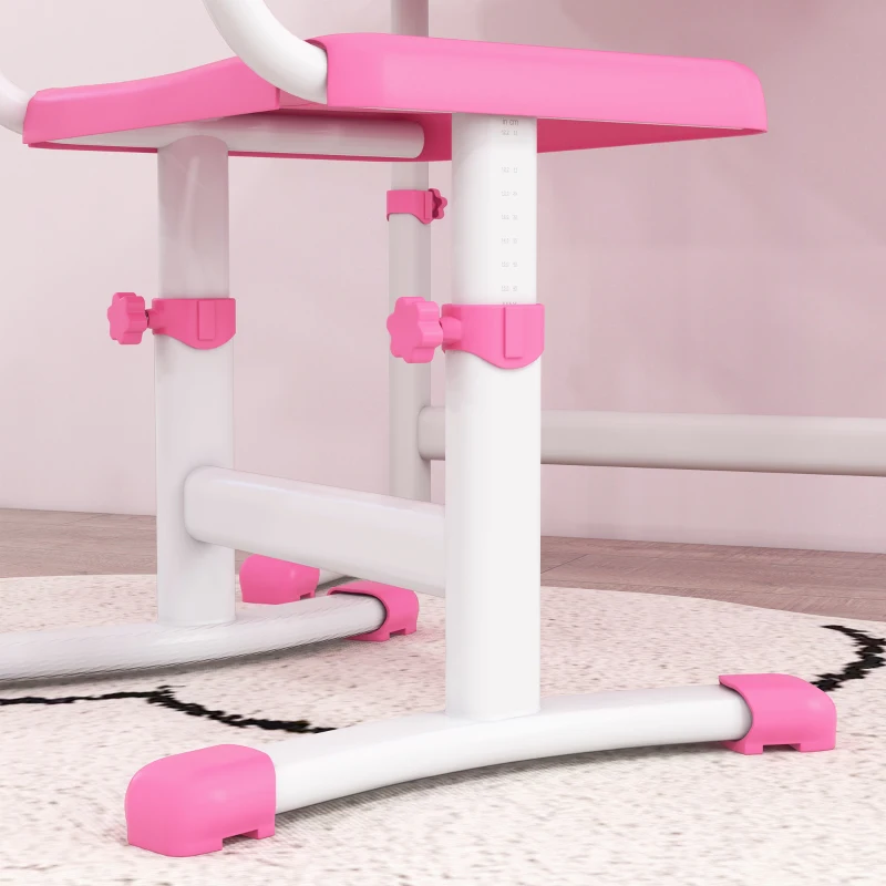 Qaba Kids Desk and Chair Set with USB Light, Storage Drawer, Pink