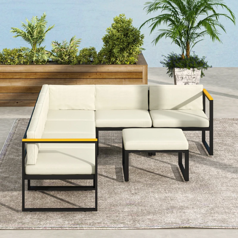 Outsunny Replacement Cushions for Rattan Furniture, 14 Piece Outdoor Seat Cushion Pad for Patio Set, 7 Seat and 7 Back, Cream