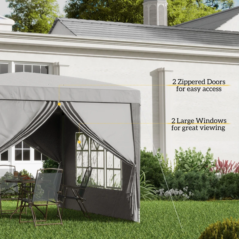 Outsunny 10'x10' Outdoor Pop Up Party Tent Wedding Gazebo Canopy with Carrying Bag (Light Grey)
