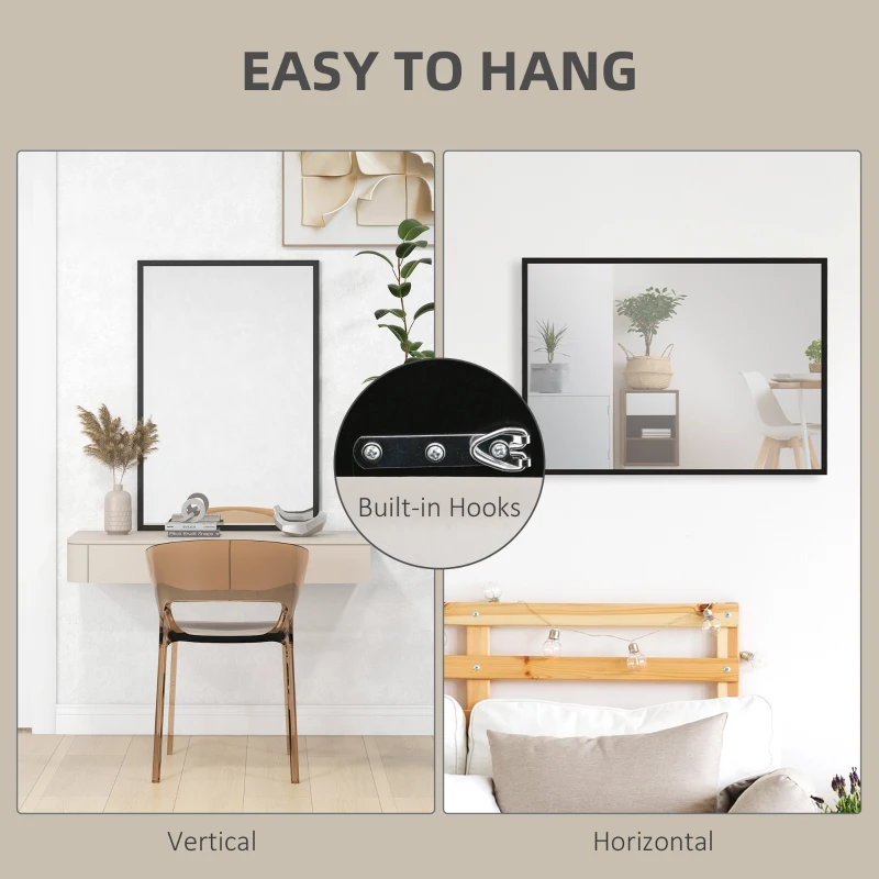 HOMCOM 24" x 36" Bathroom Mirror for Wall, Rectangular Mirror for Living Room, Bedroom, Entryway, Black