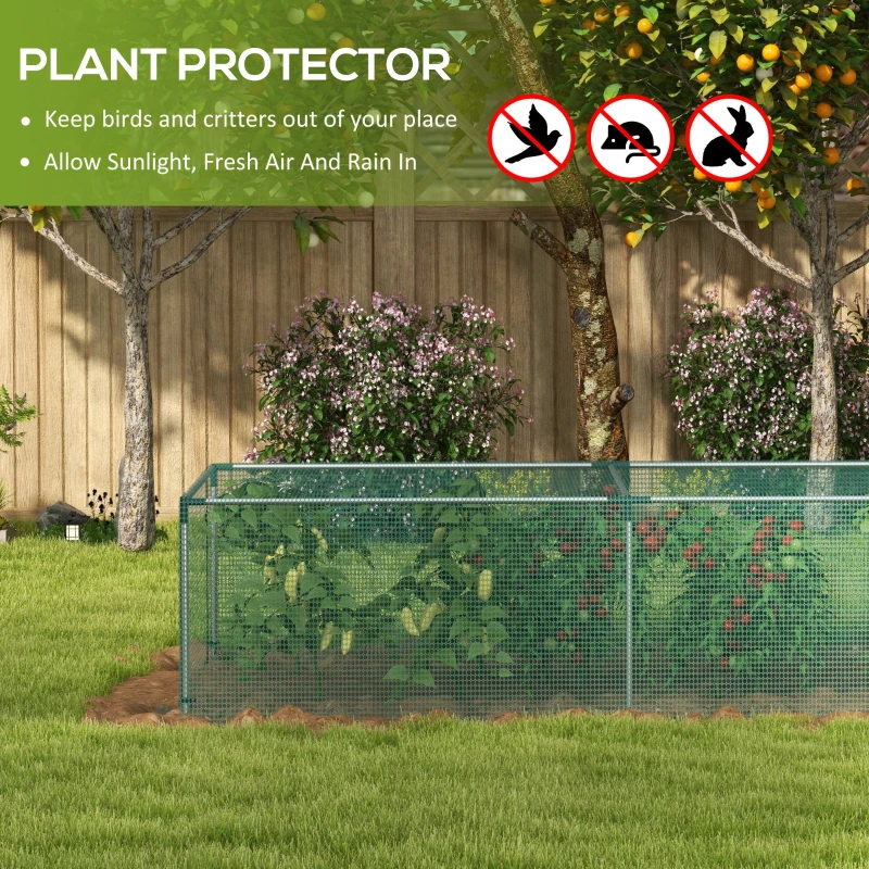 Outsunny 8' x 4' Plant Protection Cage with Zipper Roll-Up Door, Plant Protector from Animals with Galvanised Steel Frame