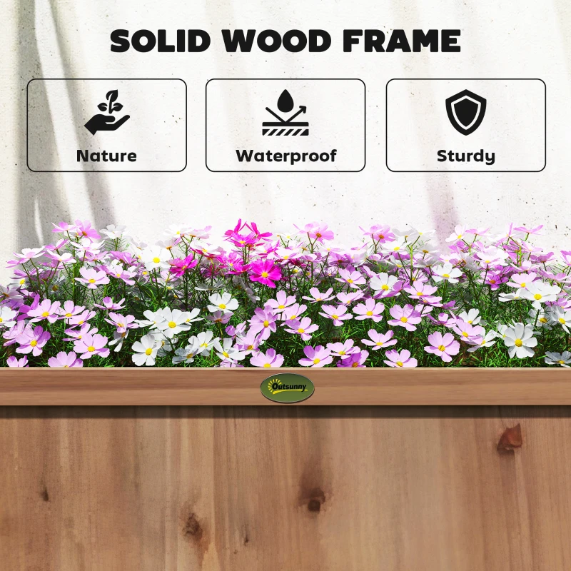 Outsunny Raised Garden Bed with Arch Trellis, Freestanding Garden Planter Box, Outdoor Planter Container, Dark Brown Wood Effect