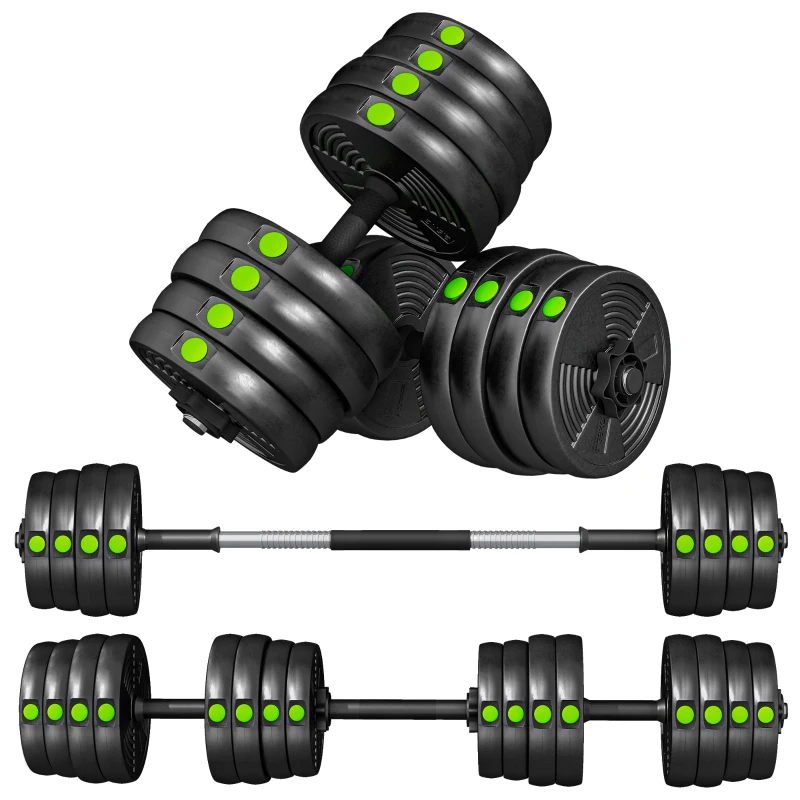 Soozier 66LBS 2-in-1 Adjustable Barbell & Dumbbells Set, Weights Set with Non-slip Handles for Men and Women Home Gym Training