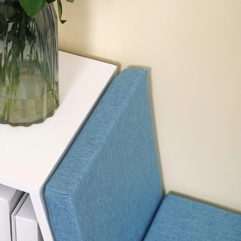 HOMCOM Multi-Purpose Bookshelf with 5 Cubes, 5-Cubby Bookcase with Cushioned Reading Nook and Storage Shelves, Blue