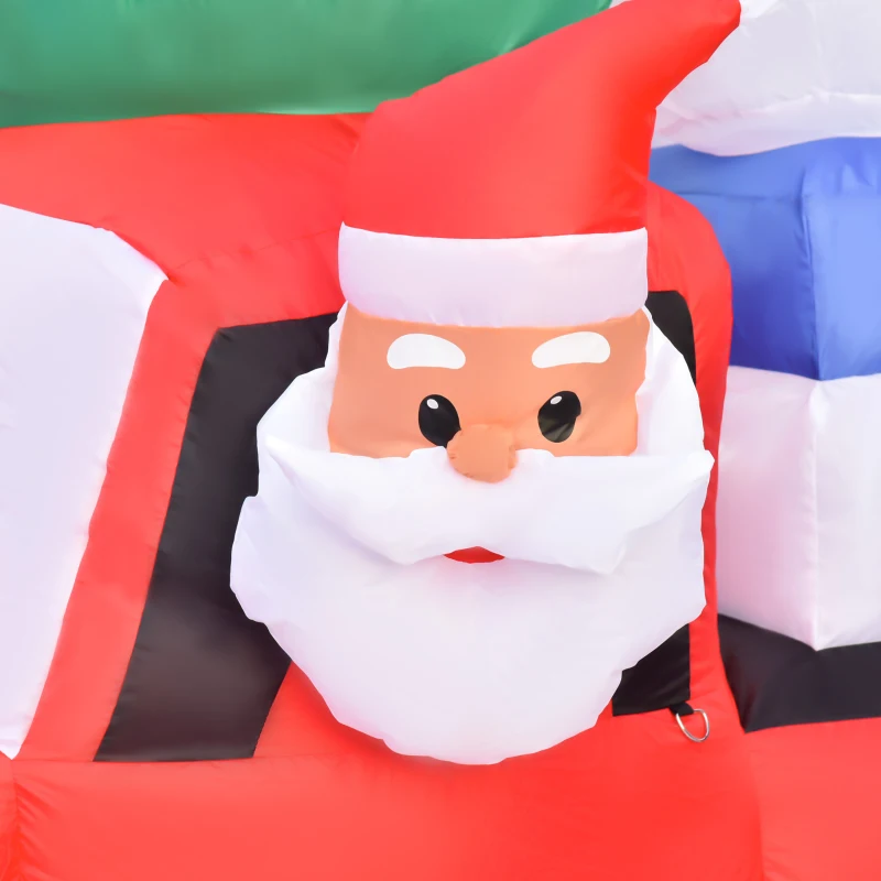 HOMCOM 7.5ft Christmas Inflatable Santa Claus Driving a Truck with Snowman, Penguin and Tree, Outdoor Blow-Up Yard Decoration with LED Lights Display