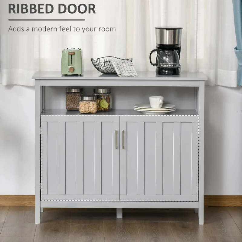 HOMCOM Sideboard Buffet Cabinet, Coffee Bar Cabinet with 2 Doors and Adjustable Shelves, Console Table for Kitchen Entryway Living Room, Gray