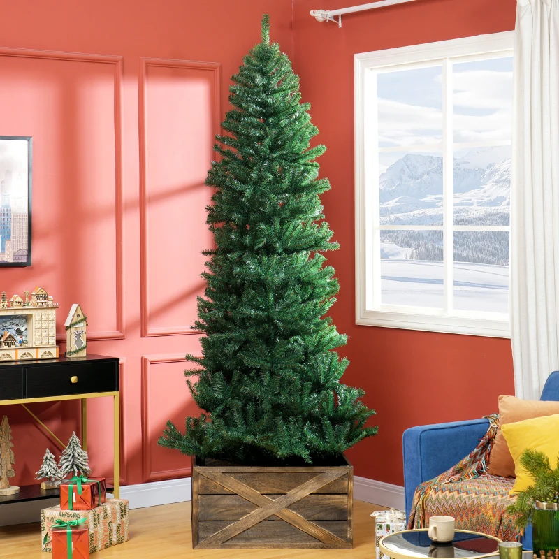 HOMCOM 8' Artificial Christmas Tree, Unlit Xmas Tree with Realistic Branch Tips for Indoor, Home, Holiday, Green