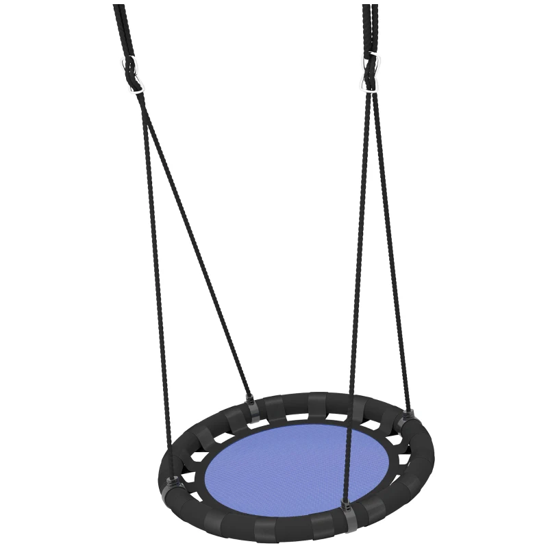 Qaba 24 inch Saucer Tree Swing Set for Kids with Adjustable Hanging Ropes for Outdoor, Backyard, Blue