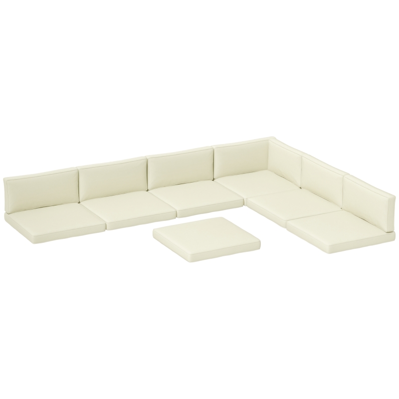 Outsunny Replacement Cushions for Rattan Furniture, 14 Piece Outdoor Seat Cushion Pad for Patio Set, 7 Seat and 7 Back, Cream