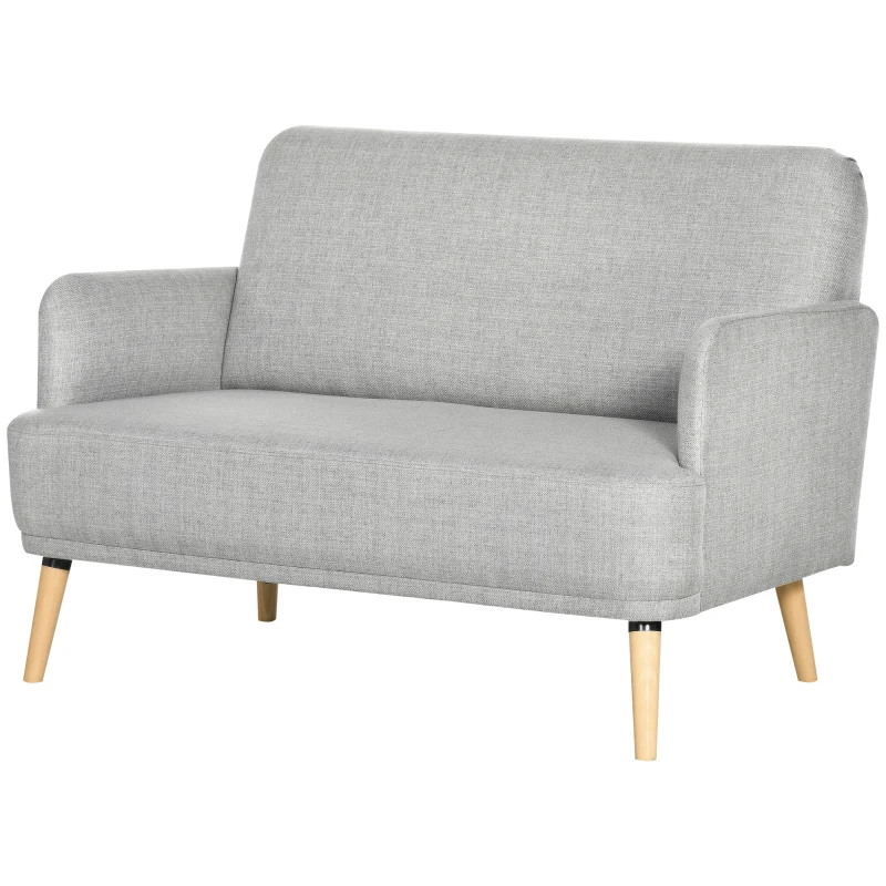 HOMCOM 48" Loveseat Sofa for Bedroom, Modern Love Seats Furniture, Upholstered Small Couch for Small Spaces, Gray