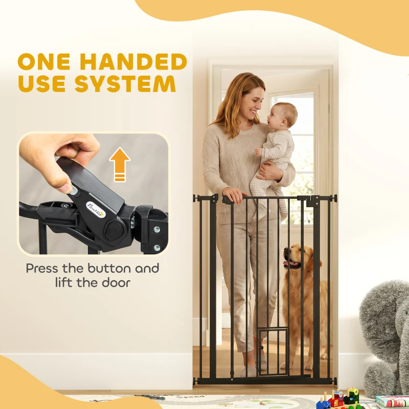 PawHut 41" Easy Open Indoor Dog Gates for Doorways, House, Stair - Black