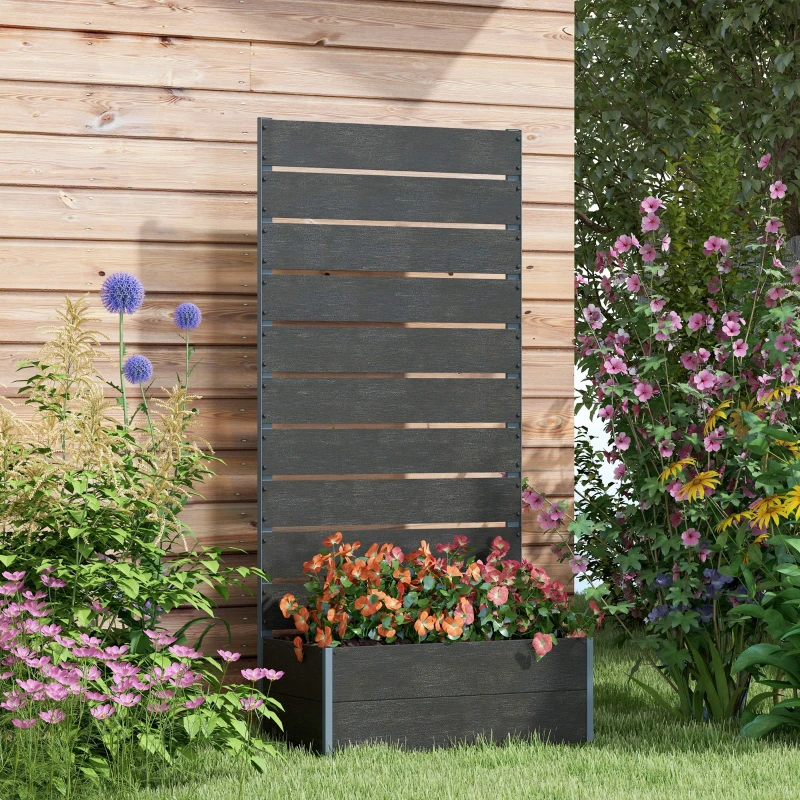 Outsunny Trellis Planter for Climbing Plants, Raised Garden Bed with Trellis, Planter Box for Outdoor, 28.25" x 15" x 59", Black