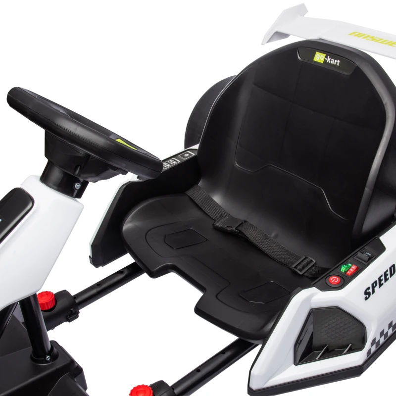 Aosom 24V 7.5 MPH Electric Go Kart with Adjustable Seat, Slow Start, White