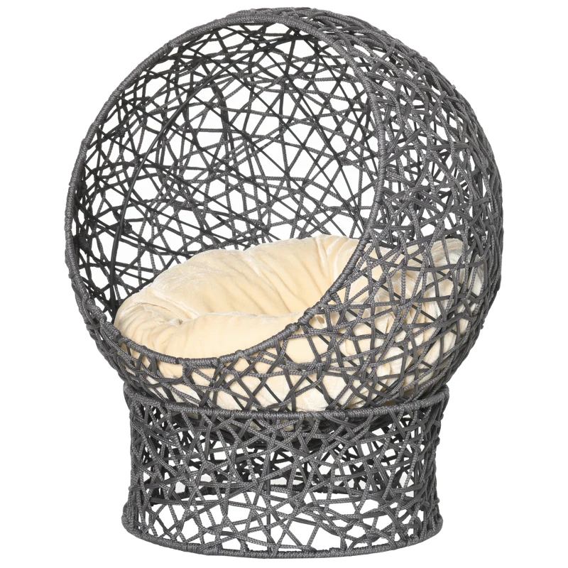 PawHut Rope Weave Cat Bed with Cushion, Stand, for Indoor Cats, Violet