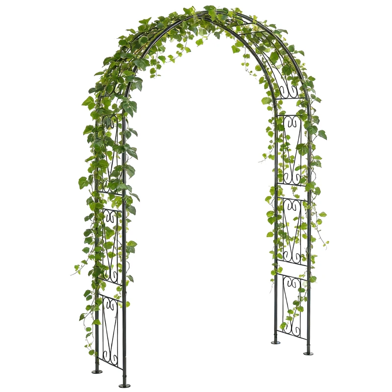 Outsunny 8 ft Garden Arch, Outdoor Trellis Arbor for Climbing Plants, Wedding Arch for Party Outdoor Garden Backyard, Black
