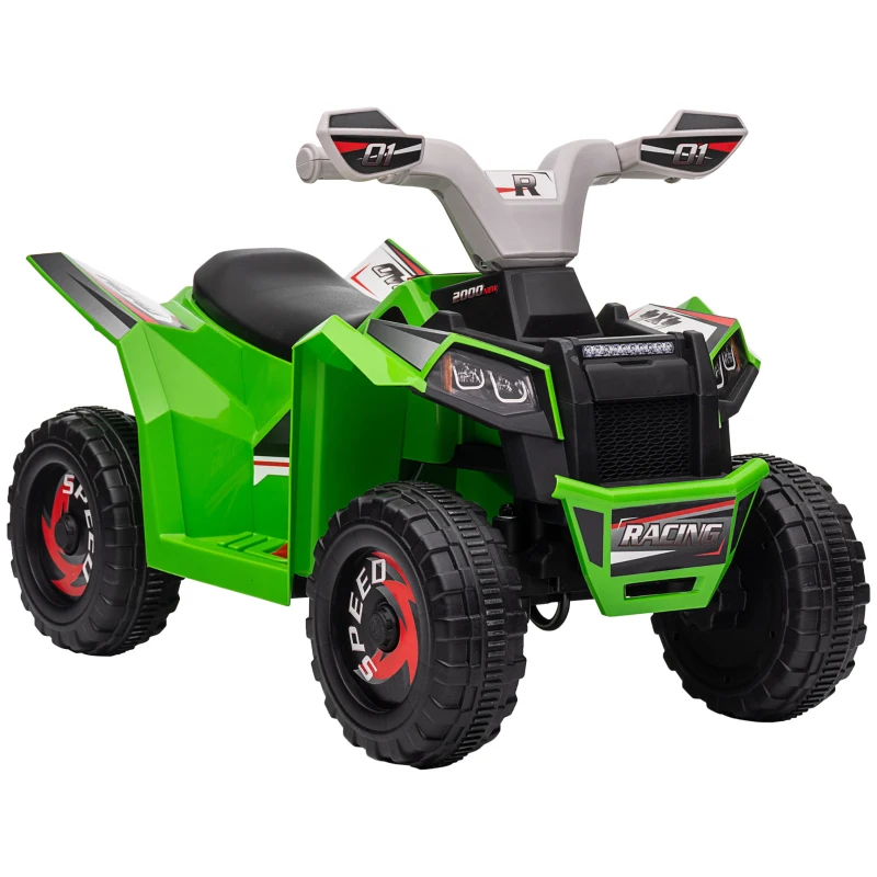 Aosom 6V Electric Toy Car with Forward Backward, Wear-Resistant Wheels for Ages 18-36 Months, Green