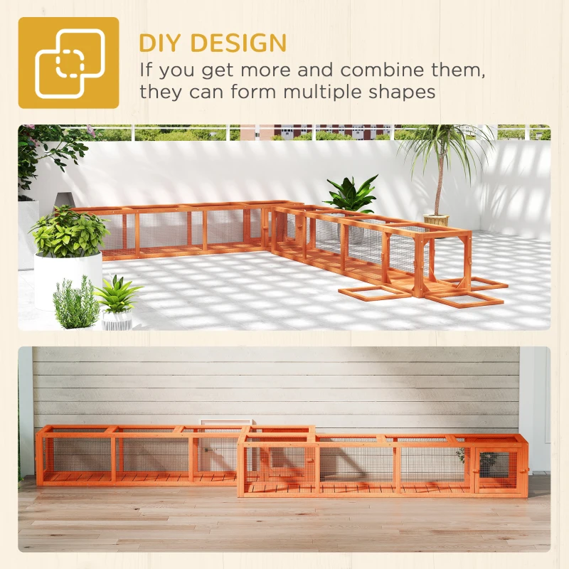 PawHut 79" Long Cat Tunnel, Cat shelter L- Shape with Extendable Design, Cat Enclosure for Indoor/Outdoor Use, Orange