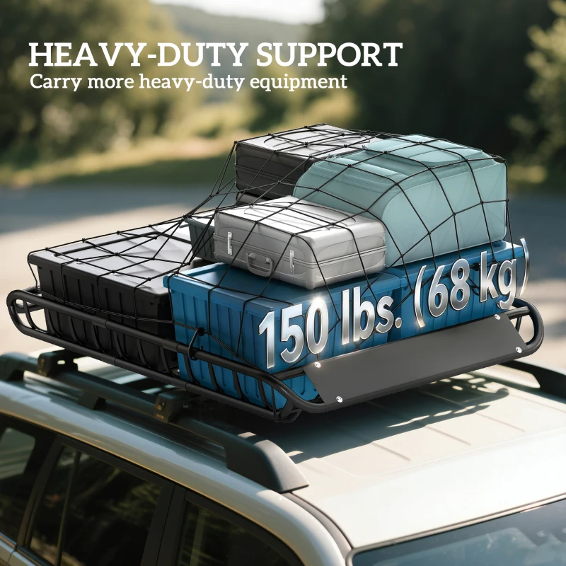 Soozier Roof Rack Cargo Carrier Basket, 150LBS Heavy Duty Roof Basket, 46" x 36" x 4.5" Rooftop Cargo Carrier for SUV, Truck