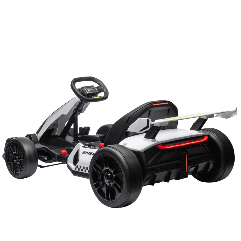 Aosom 24V 7.5 MPH Electric Go Kart with Adjustable Seat, Slow Start, White